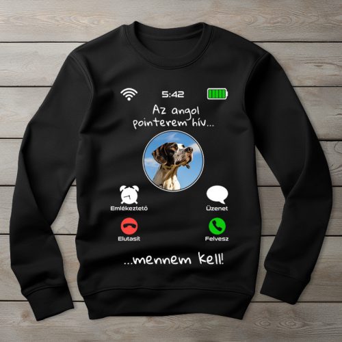 Angol pointeres környakú pulóver fekete színben