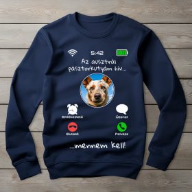 Ausztrál pásztorkutyás környakú pulóver sötétkék színben