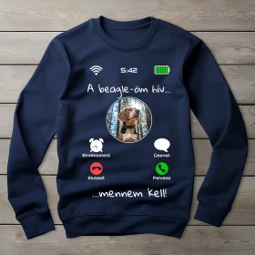 Beagleös környakú pulóver sötétkék színben