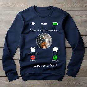 Berni pásztoros környakú pulóver sötétkék színben