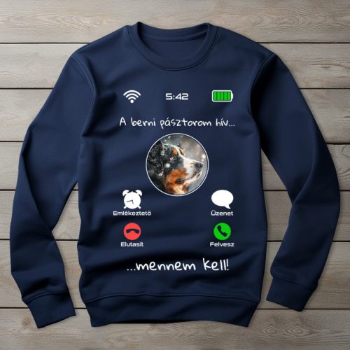 Berni pásztoros környakú pulóver sötétkék színben