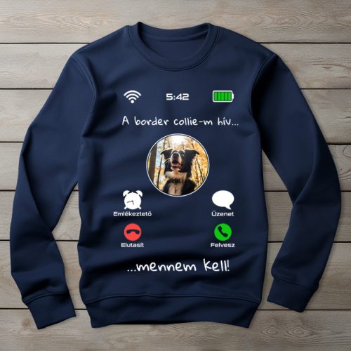 Border collies környakú pulóver sötétkék színben