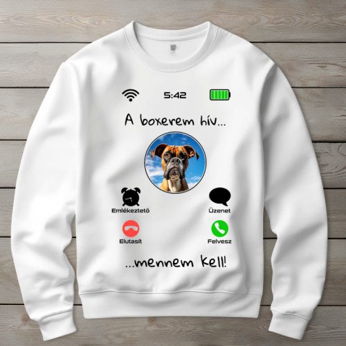 Boxeres környakú pulóverk fehér színben