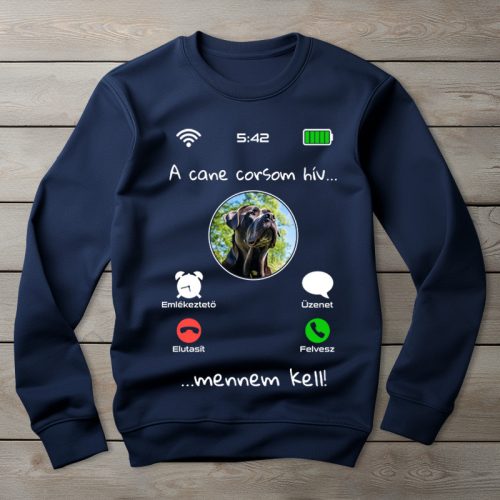 Cane corsos környakú pulóver sötétkék színben