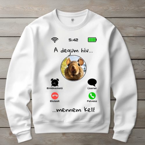 Degus környakú pulóverk fehér színben