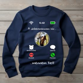 Dobermannos környakú pulóver sötétkék színben