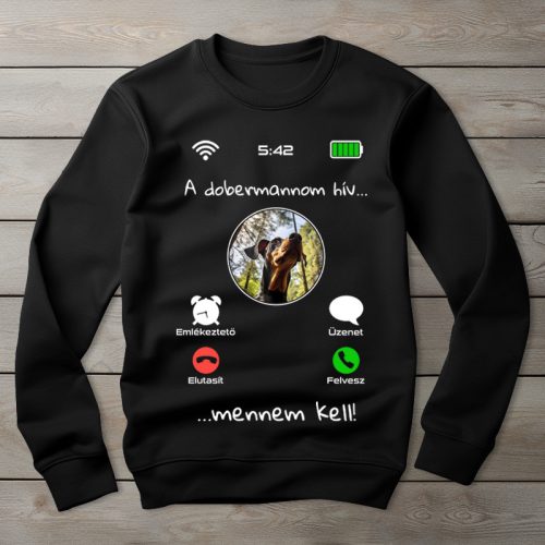 Dobermannos környakú pulóver fekete színben