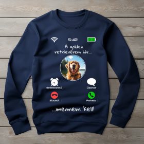 Golden retrieveres környakú pulóver sötétkék színben