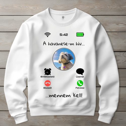 Havanesés környakú pulóverk fehér színben