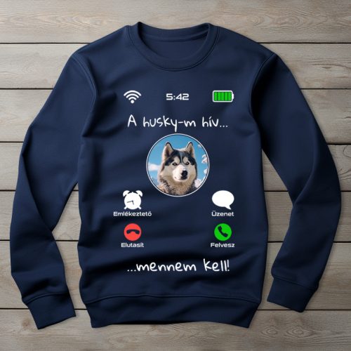 Huskys környakú pulóver sötétkék színben