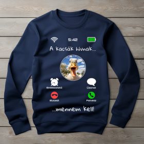 Kacsás környakú pulóver sötétkék színben
