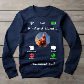 Kakasos környakú pulóver sötétkék színben