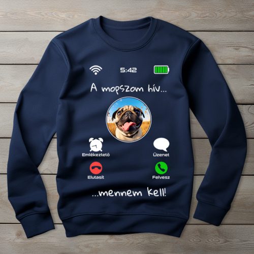 Mopszos környakú pulóver sötétkék színben