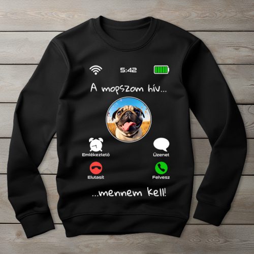 Mopszos környakú pulóver fekete színben