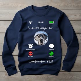 Német dogos környakú pulóver sötétkék színben