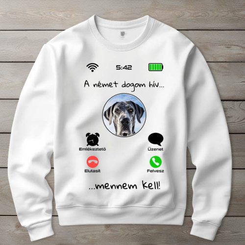 Német dogos környakú pulóverk fehér színben