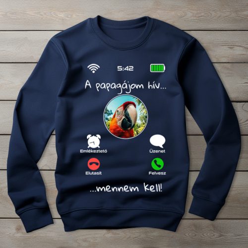 Papagájos környakú pulóver sötétkék színben
