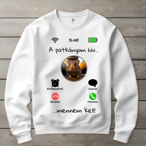 Patkányos környakú pulóverk fehér színben