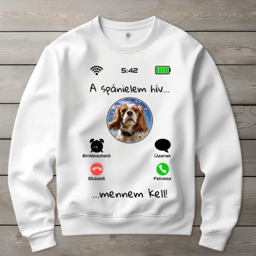Cavalier King Charles spánieles környakú pulóverk fehér színben