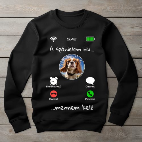 Cavalier King Charles spánieles környakú pulóver fekete színben