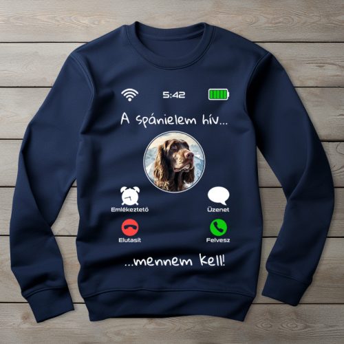 Field spánieles környakú pulóver sötétkék színben