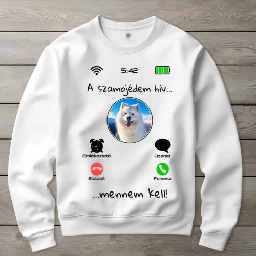 Szamojédes környakú pulóverk fehér színben