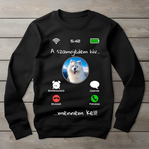 Szamojédes környakú pulóver fekete színben