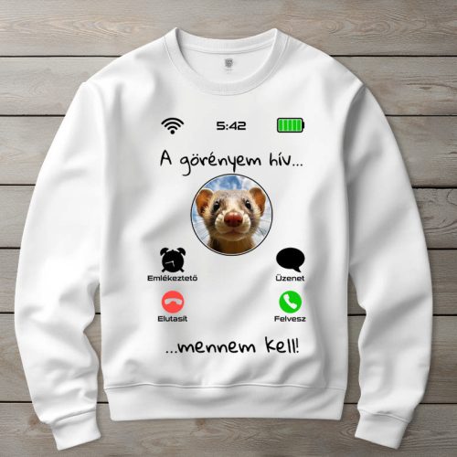 Vadászgörényes környakú pulóverk fehér színben