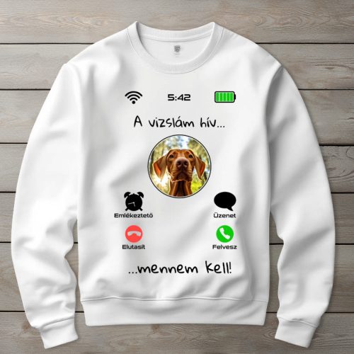 Magyar vizslás környakú pulóverk fehér színben