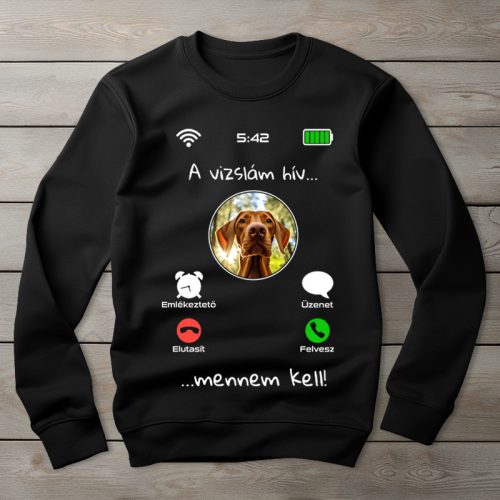 Magyar vizslás környakú pulóver fekete színben