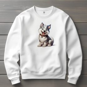 Alaszkai malamut mintás környakú pulóver