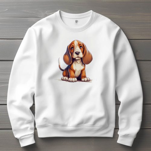 Basset hound mintás környakú pulóver