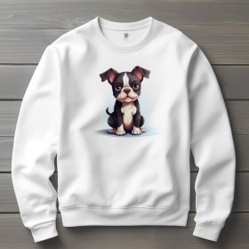Boston terrier mintás környakú pulóver