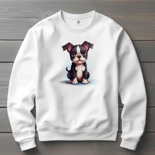 Boston terrier mintás környakú pulóver