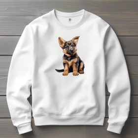 Németjuhász mintás környakú pulóver