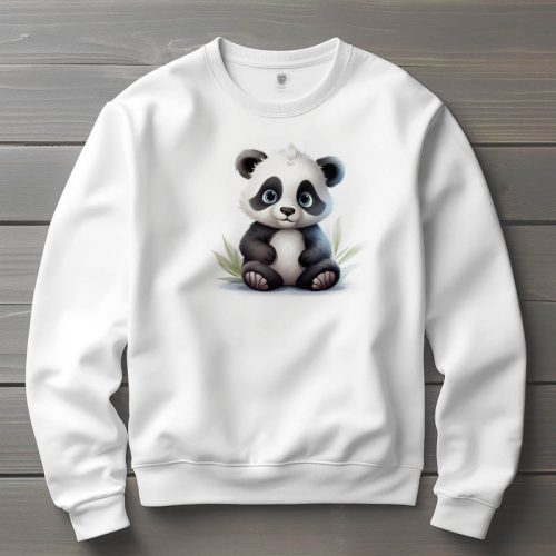 Panda mintás környakú pulóver