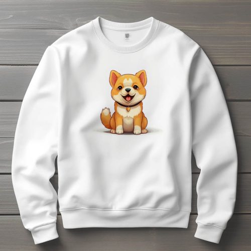 Shiba inu mintás környakú pulóver