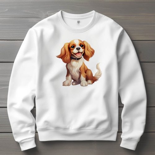 Cavalier king charles spániel mintás környakú pulóver