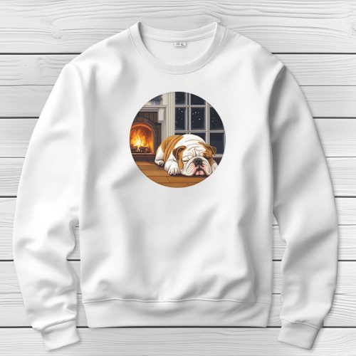 Angol bulldogos környakú pulóverk fehér színben