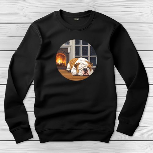 Angol bulldogos környakú pulóver fekete színben