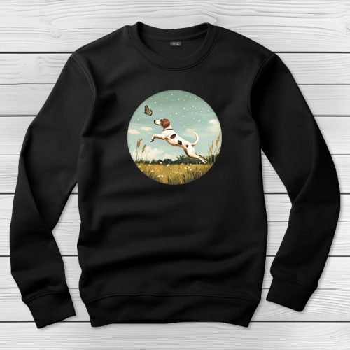 Angol pointeres környakú pulóver fekete színben