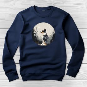 Ausztrál pásztorkutyás környakú pulóver sötétkék színben