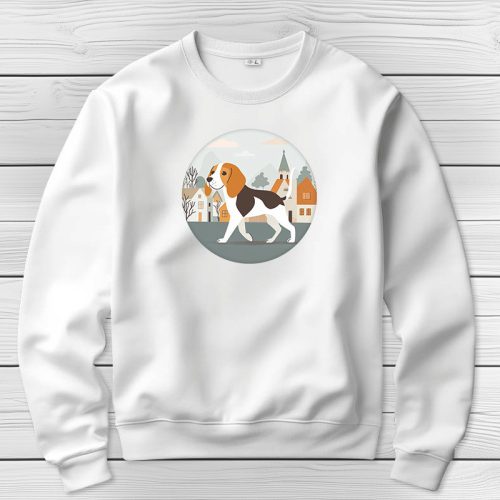 Beagleös környakú pulóverk fehér színben