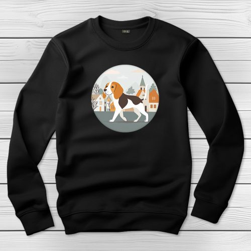 Beagleös környakú pulóver fekete színben