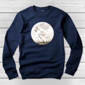 Bichon frisés környakú pulóver sötétkék színben