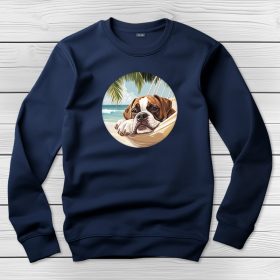 Boxeres környakú pulóver sötétkék színben