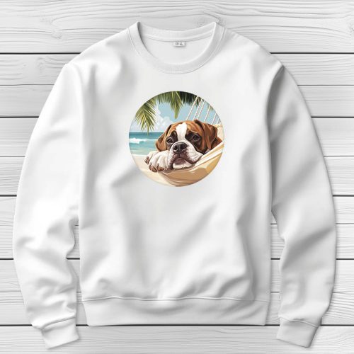 Boxeres környakú pulóverk fehér színben