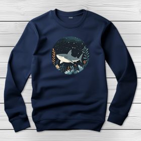 Cápás környakú pulóver sötétkék színben