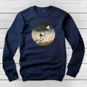 Dalmatás környakú pulóver sötétkék színben