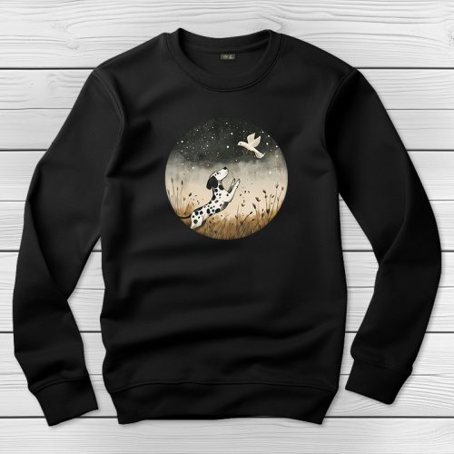 Dalmatás környakú pulóver fekete színben